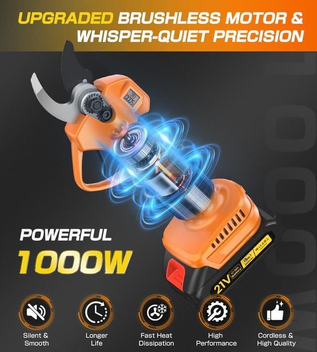 Thumbnail 3 de Forbici potatura a batteria 35mm 21V, 2 batterie 2000 mAh ✂