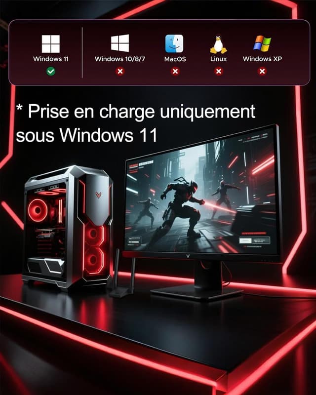 Detalle de Ubit Carte WiFi 7 6338 PCIe triple bande 6 GHz/5 GHz/2,4 GHz avec Bluetooth 5,4