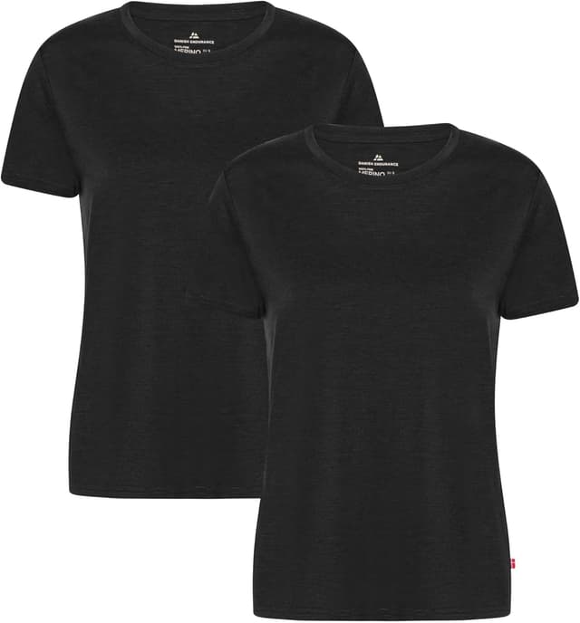 Detalle de DANISH ENDURANCE 100% Merino Shirt Damen (2er Pack) – leichtes, geruchshemmendes T‑Shirt