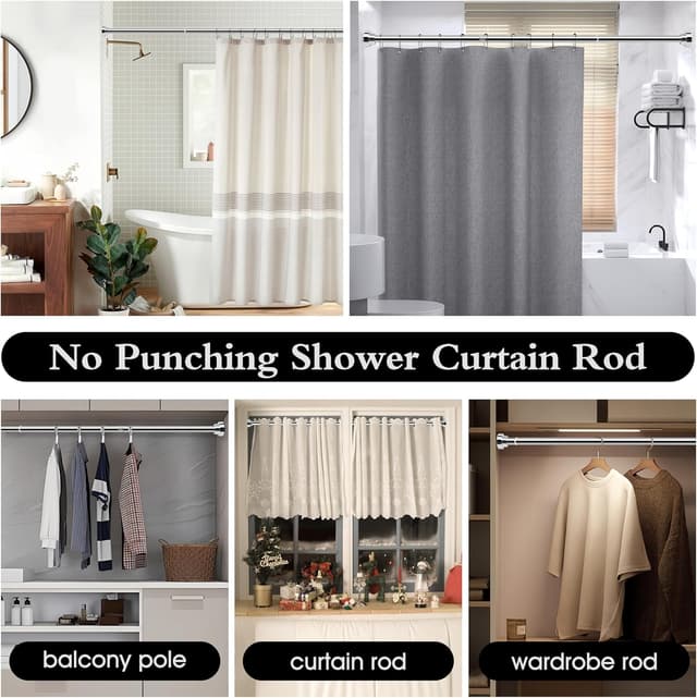Thumbnail 1 de Stainless Steel Extendable Shower Curtain Rod 130–193 cm