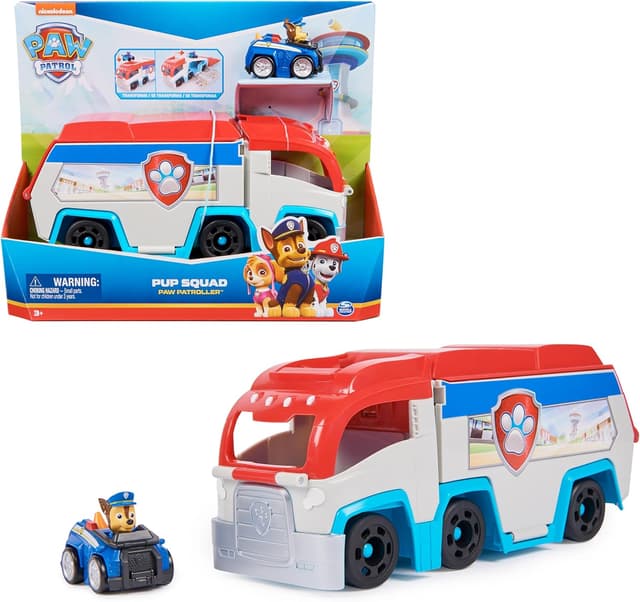 Detalle de Paw Patrol Pat Patrouille Pup Squad : Patrouilleur Chase (camion + voiture figurine)