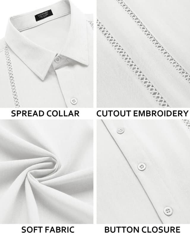 Thumbnail 4 de COOFANDY Cuban Guayabera Shirt 1️⃣