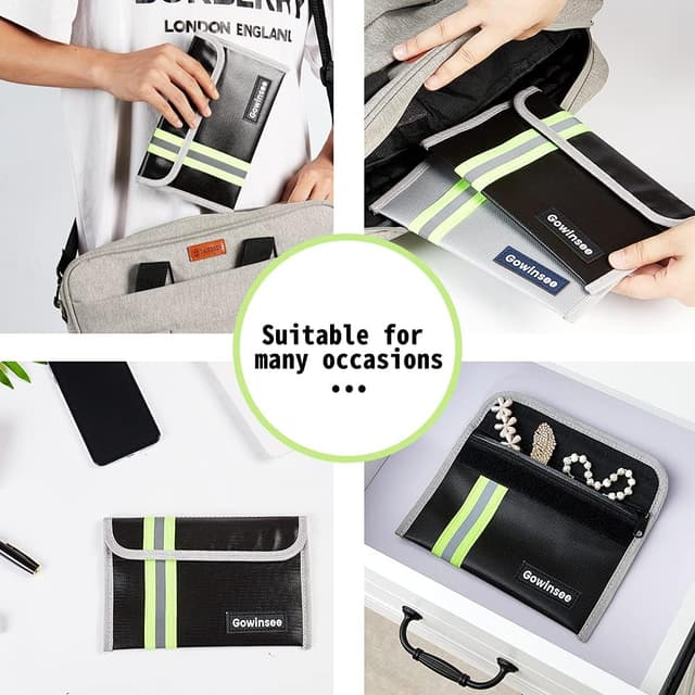 Detalle 2 de Gowinsee 2er-Set feuerfeste Geldtaschen (12,7 x 20,3 cm, bis 6500 °F) – wassergeschützt