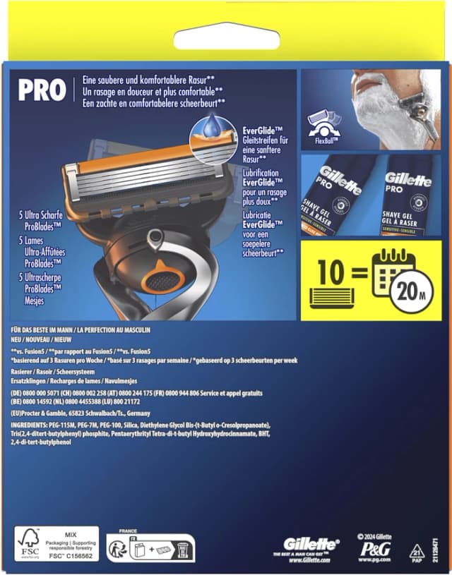 Detalle de Gillette ProGlide Rasierer-Set mit 10 Ersatzklingen