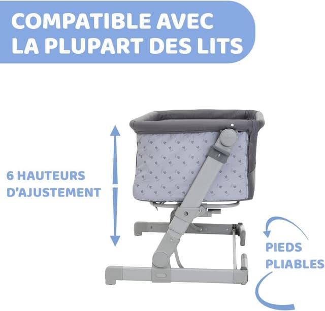 Detalle de Chicco Next2Me Go berceau de cododo pliable, lit latéral gris foncé