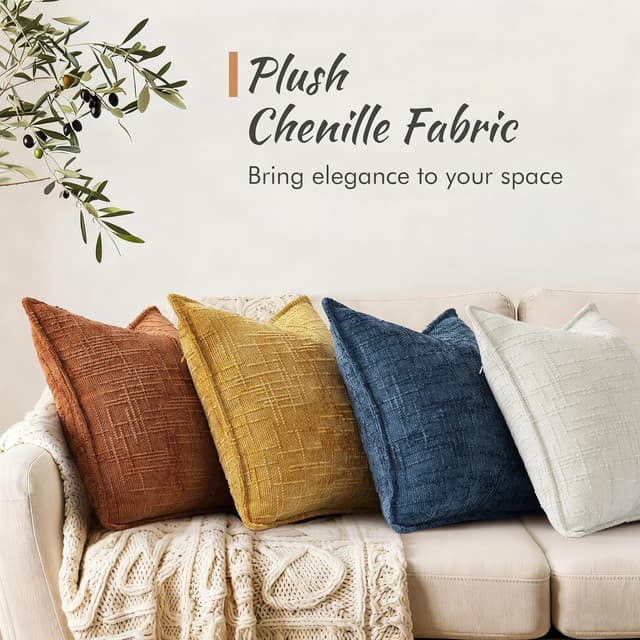 Detalle 2 de DecorUhome Chenille Throw Pillow Covers 22x22