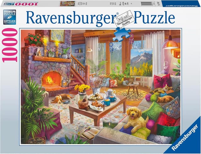 Detalle 2 de Ravensburger Cosy Cabin 1000-Piece Jigsaw Puzzle (Scenic Winter Cabin) for Ages 12+