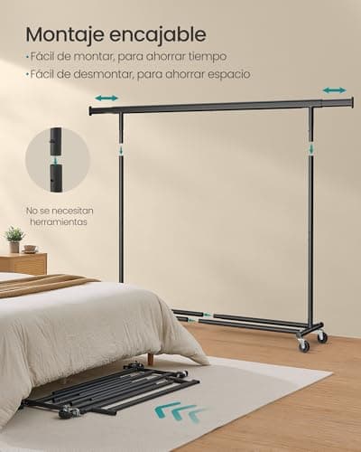 Detalle de SONGMICS Burro Ropa con Ruedas extensible HSR175B01 (hasta 150 kg)