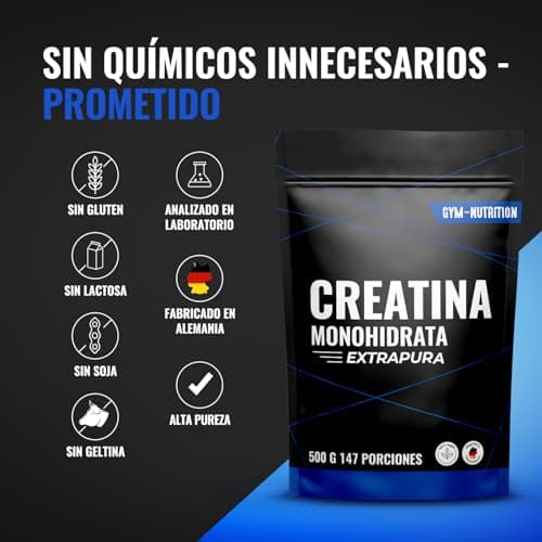 Detalle 2 de Gym Nutrition Creatina Monohidratada Extrapura 500 g (147 porciones) 100% vegana