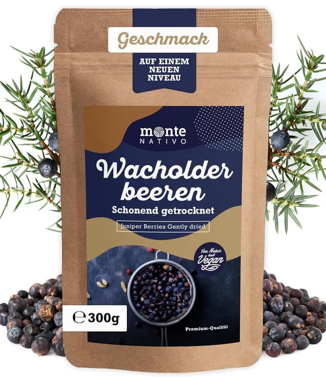 Detalle de Ganze Wacholderbeeren Monte Nativo (300 g) – schonend getrocknet für Wild, Marinaden & Küche