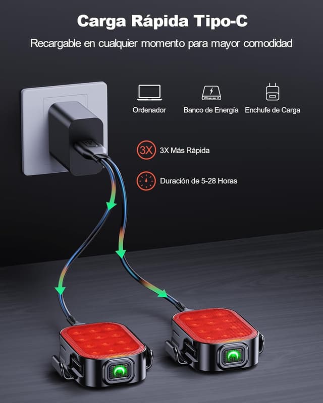 Thumbnail 3 de ISEYOU Luz Trasera Bicicleta 2 Pack