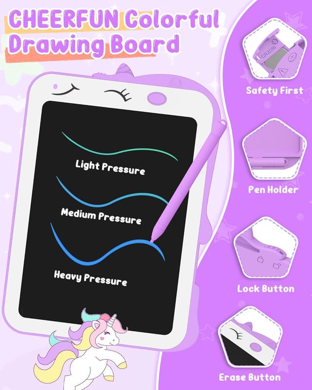 Detalle de Tablette dessin enfant licorne (tableau magique effaçable) 8,5 pouces