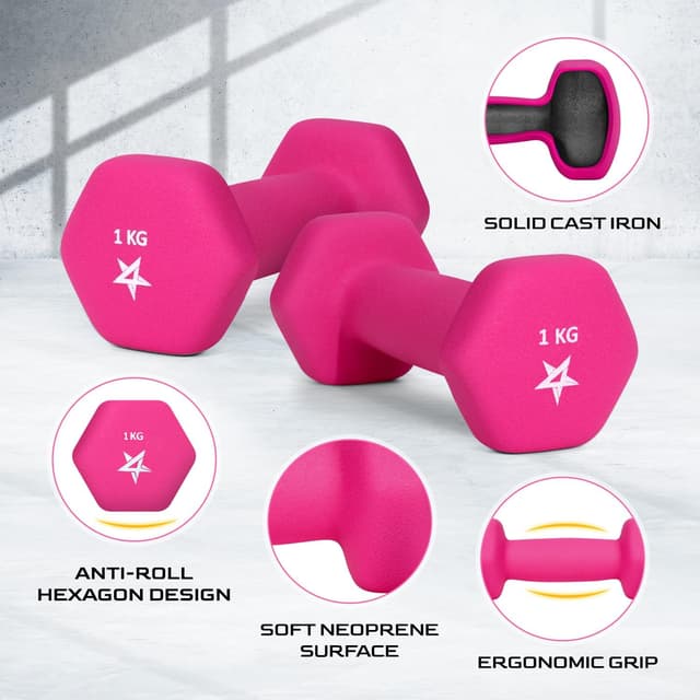 Thumbnail 2 de Yes4All set manubri esagonali in neoprene da palestra da 1 kg (coppia) con impugnatura ergonomica