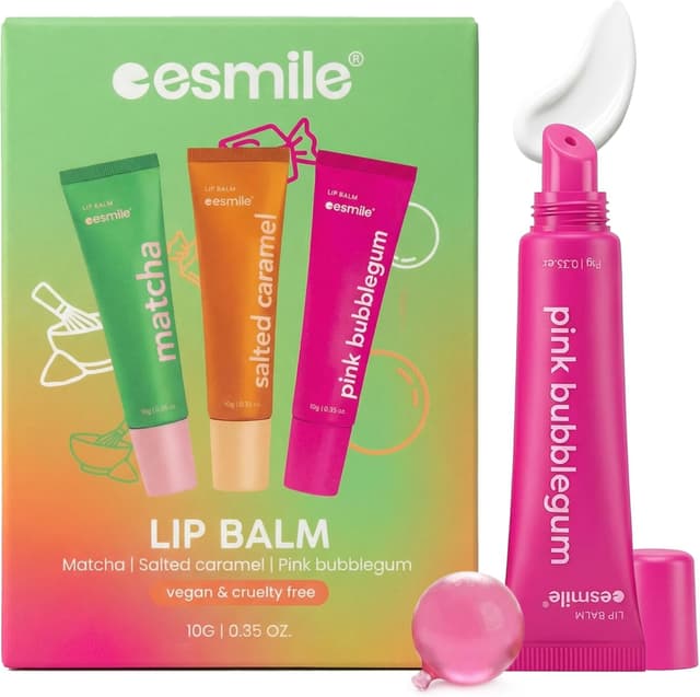 Detalle de ESMILE Lip Balm idratante in set da 3 pezzi (KISSABLE): Matcha, Salted Caramel e Pink Bubblegum