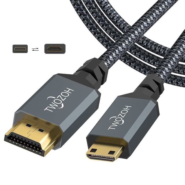 Detalle de Twozoh Long Mini HDMI to HDMI Cable 7.5m (4K 60Hz, HDMI 2.0, Type A to C) braided lead