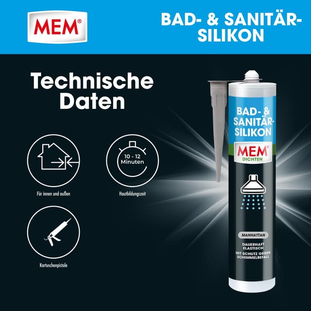 Detalle de MEM 30618253 Silicone per bagno e sanitari Manhattan da 300 ml