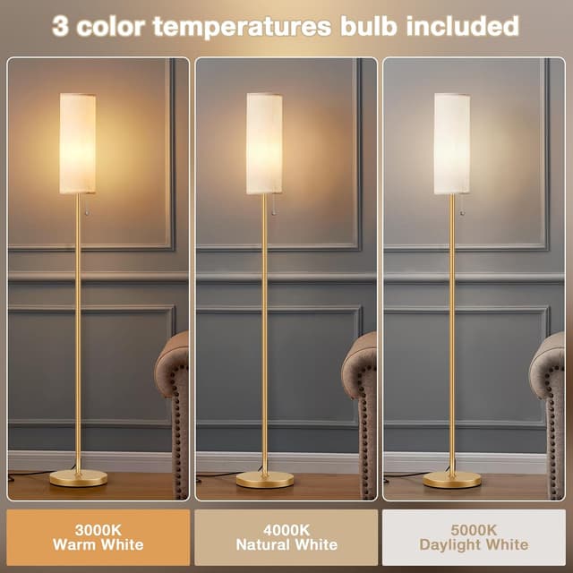 Thumbnail 2 de Aooshine Gold Floor Lamp 3 Colour Temperatures