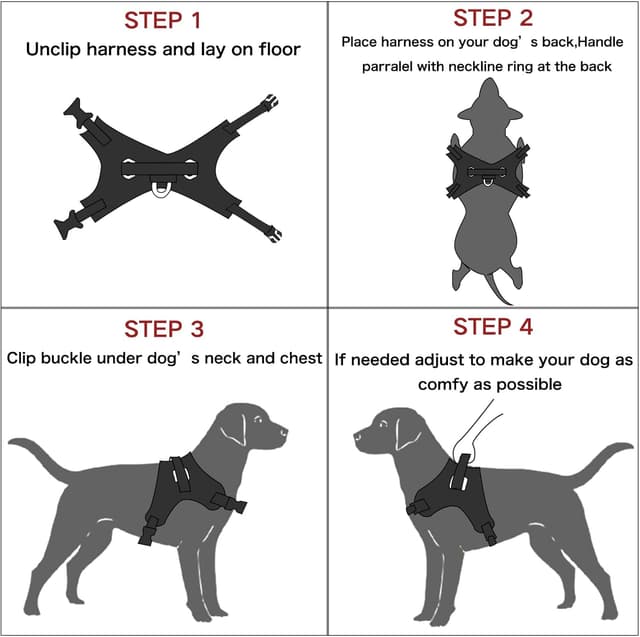 Detalle 2 de FYY No Pull Dog Harness (L-Red) – Breathable Adjustable Reflective Vest with Handle