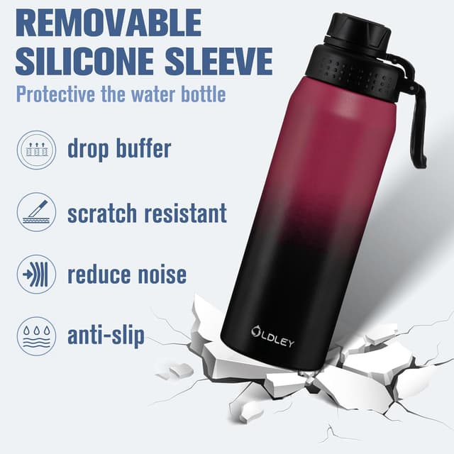 Detalle 2 de OLDLEY 750ml insulated water bottle with straw and 3 lids (stainless steel, BPA-free)