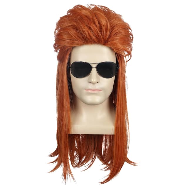 Detalle de Yuehong Lange Orange Mullet Perücke 70er80er Jahre Disco Rock