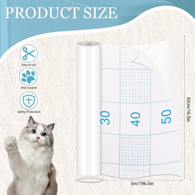 Detalle 2 de Pellicola antigraffio trasparente Luziyun 43 cm x 5 m per gatti e cani