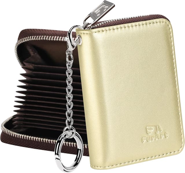 Detalle de FurArt credit card wallet with zip, RFID blocking and keychain — compact card holder