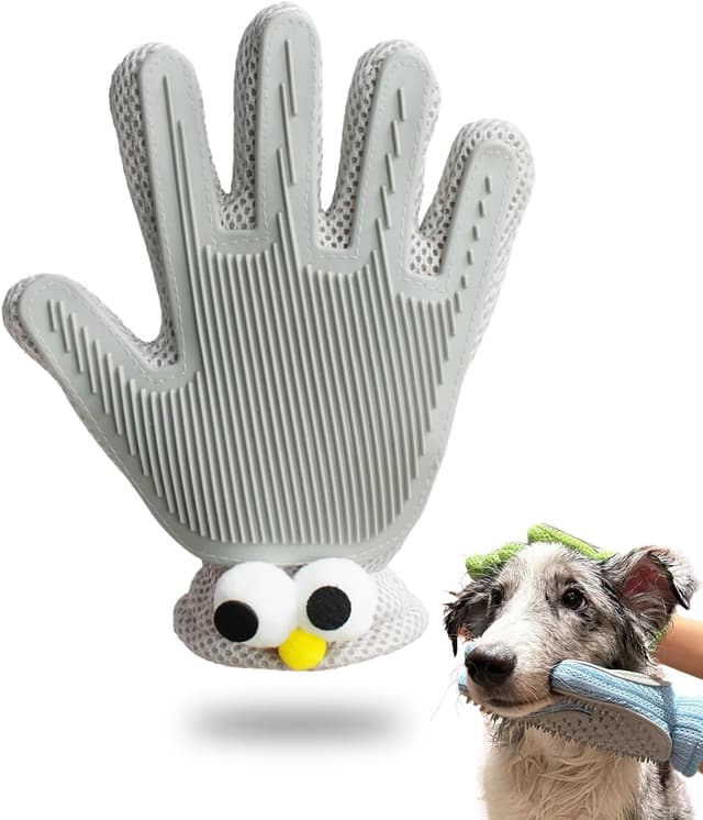 Detalle de ETIALURE 2-in-1 Katzenhaarentferner Handschuh für Hunde, Katzen & mehr (1 Stück, Grau)