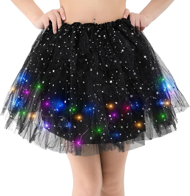 Thumbnail 6 de Jupe LED en tulle Kefiyis pour femme, adulte et adolescente (tutu lumineux, 9 couleurs, taille élastiquée)