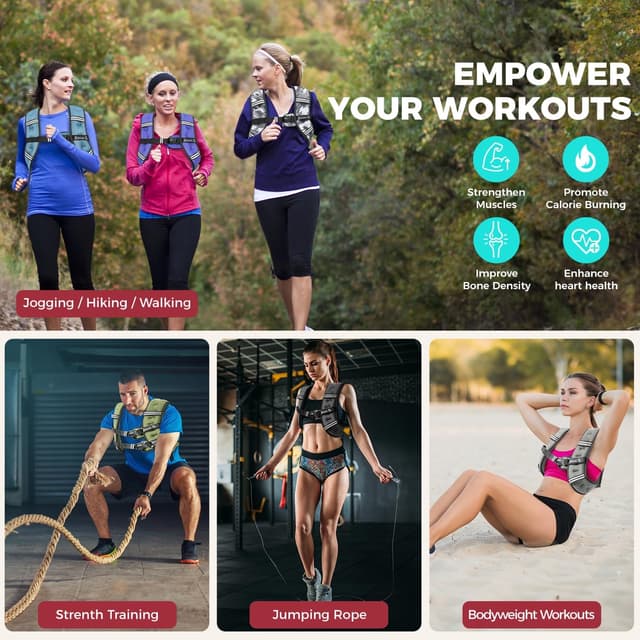 Thumbnail 6 de BAGAIL Comfort-Fit Weighted Vest for Women (Detachable Phone Pouch, Reflective Stripes, 5–30 lbs)