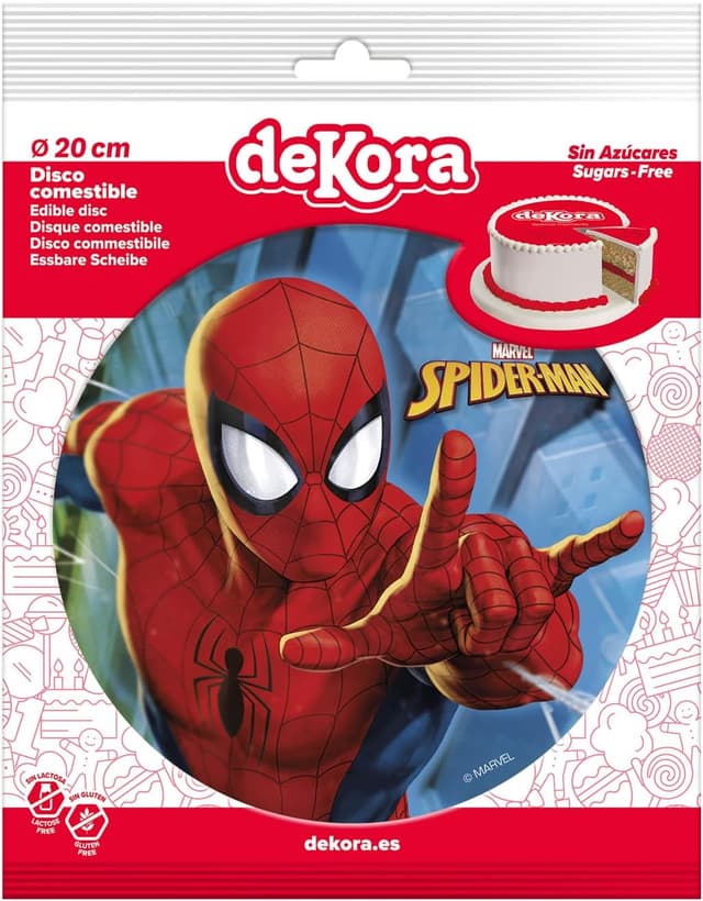 Detalle de dekora Disque comestible Spider-Man Ø 20 cm (licence officielle Marvel) pour décoration de gâteau d’anniversaire