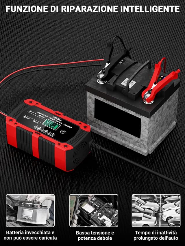 Detalle 1 de RYQLVOT caricabatterie auto 10A 12V