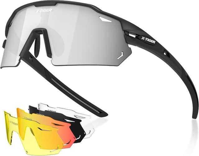 Detalle de X-TIGER Polarized Cycling Glasses with 5 Interchangeable Lenses (MTB & Sports)