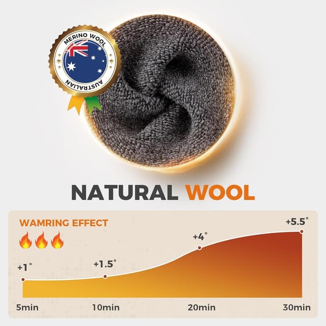 Detalle de Merino Wool Thermal Walking Hiking Socks 3 pairs