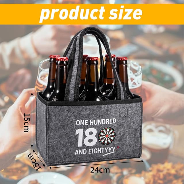 Detalle de KHstylehoo Dart-Geschenktasche aus Filz „ONE HUNDRED AND EIGHTYYY“ – Flaschenhandtasche für Dartfans