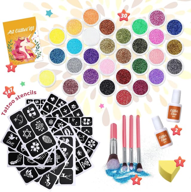 Thumbnail 1 de Bledras Temporary Glitter Tattoo 30 Colori Kit