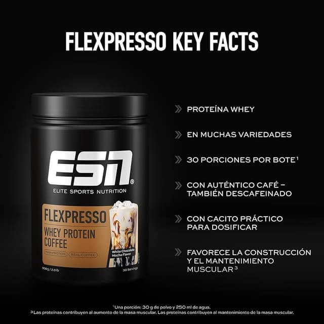 Detalle de ESN Flexpresso Café Proteico 908 g, 22 g proteína