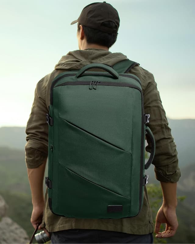 Thumbnail 6 de LOVEVOOK Reiserucksack Handgepäck fürs Flugzeug – erweiterbar, Laptopfach bis 17,3 Zoll, dunkelgrün