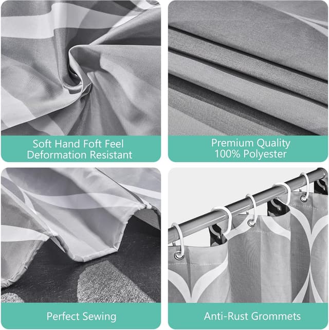 Thumbnail 5 de GERUIKE Weighted Shower Curtain 240x200 cm