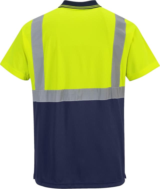 Detalle de Portwest S479YNRL Polo a maniche corte alta visibilità Giallo/Navy, taglia L