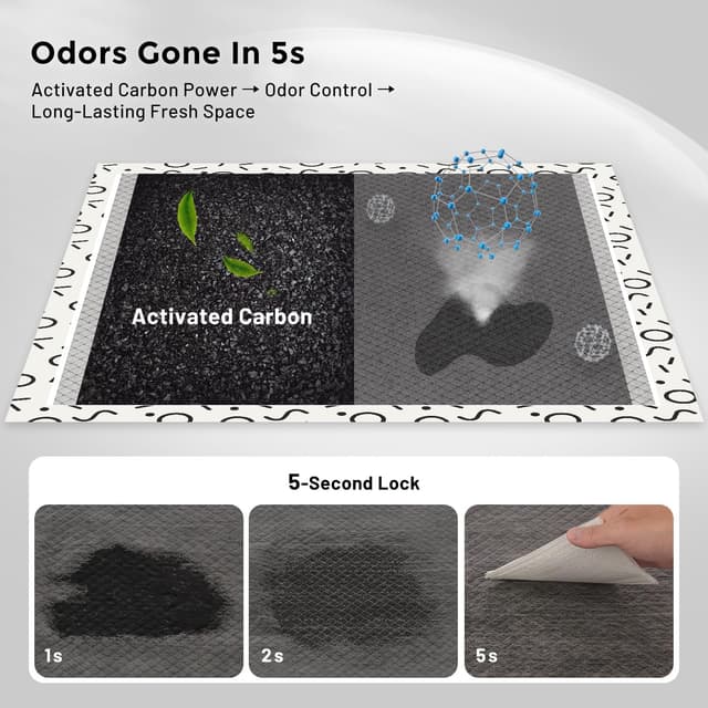 Detalle de ZOMISIA Charcoal Puppy Pee Pads for Dogs (Extra Large) 86x70 cm, 30 count + 1 health monitoring pad