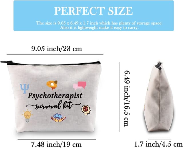 Detalle de JTOUK Psychotherapist Makeup Bag – marble-effect, portable travel organiser gift for mental health therapists