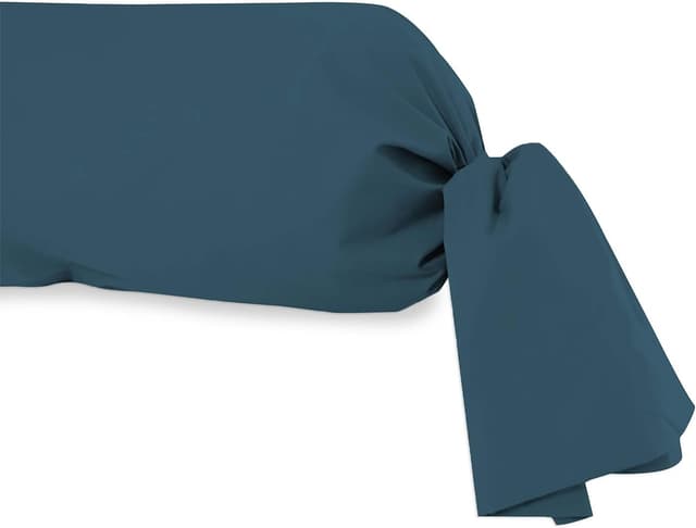 Detalle de Taie de traversin en coton 57 fils Soleil d'ocre, 45x205 cm, blanc