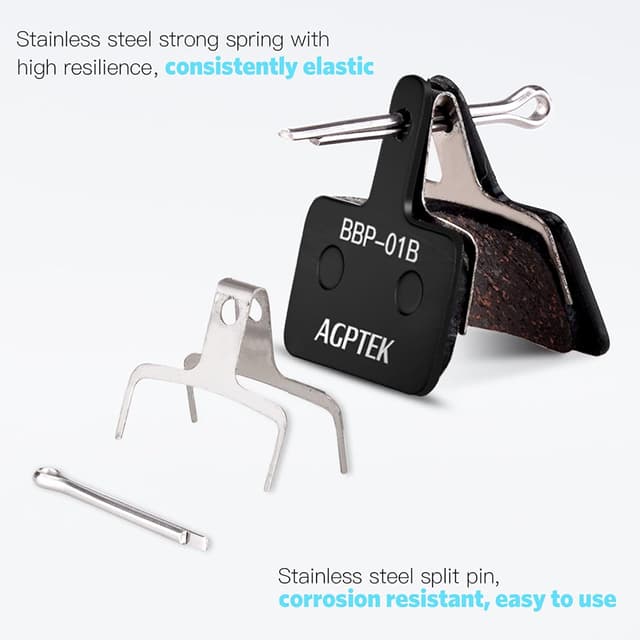Detalle de AGPTEK Bike Brake Pads (4 Pairs) for Disc Brakes – Semi-metal, compatible with Shimano B01S models