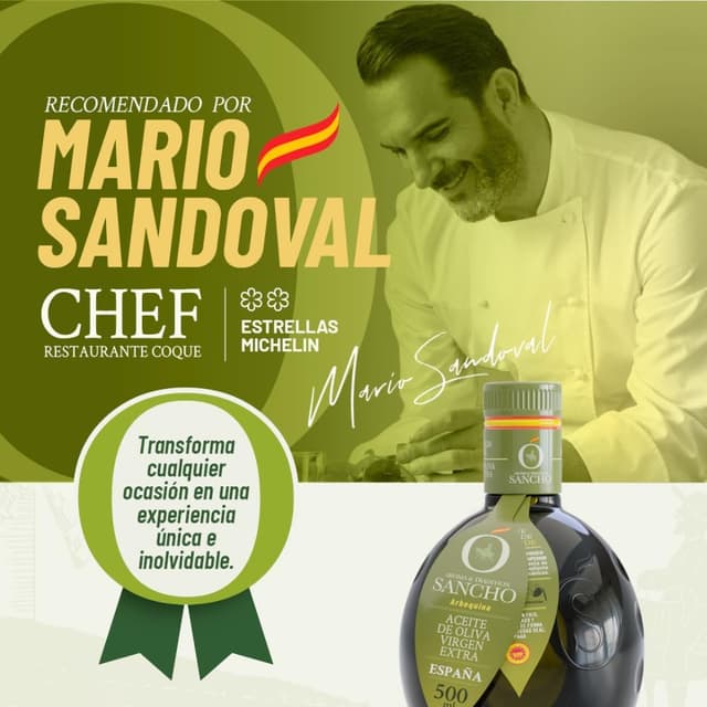 Detalle 1 de Sancho Gourmet Aceite de Oliva Virgen Extra Arbequina 🌿 4x500ml