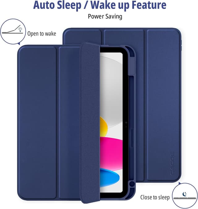 Detalle de CACOE Hülle für iPad A16 (11. Generation 2025) & iPad 10 (10,9 Zoll) mit Stifthalter – Navy blau