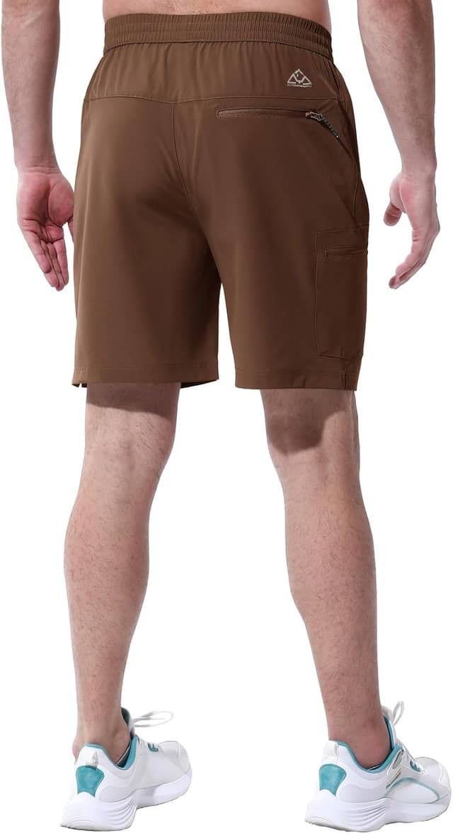 Detalle 2 de Rdruko Herren Sport-Shorts: kurze Stretch-Wanderhose mit 4 Reißverschlusstaschen