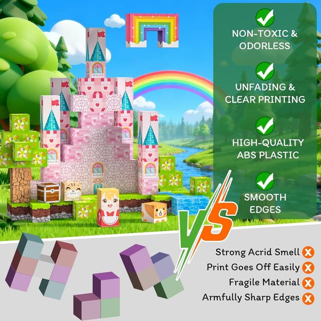 Detalle de Crifeton magnetische Bausteine mit 100 Teilen (2 cm) für Kinder ab 3 Jahren – Montessori-Magnetbausteine