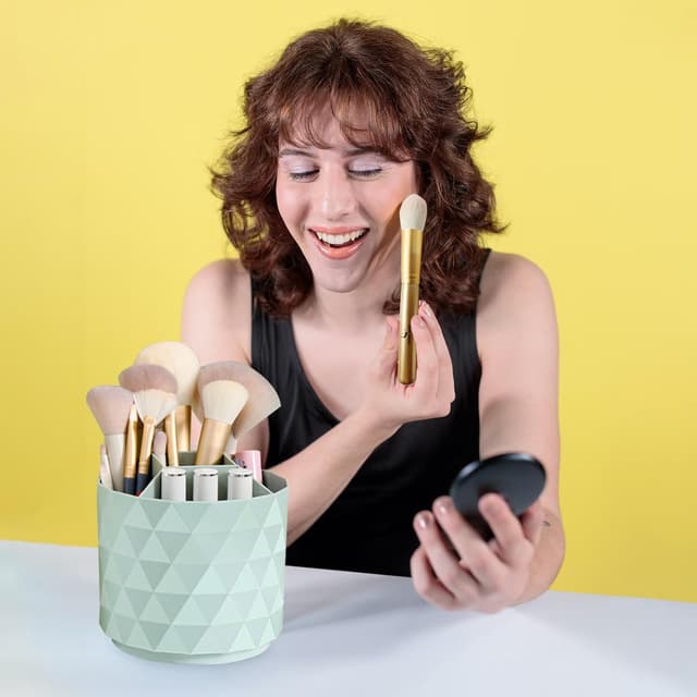 Thumbnail 6 de Nwvuop 360° Rotating Makeup Brush Organiser (12×12×14cm) with 5 Compartments