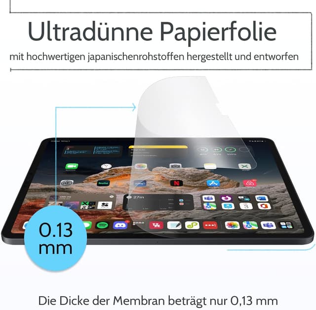 Thumbnail 2 de 2er Pack Filterschonende Papierfolie für iPad Air 5/4 & iPad Pro 11"