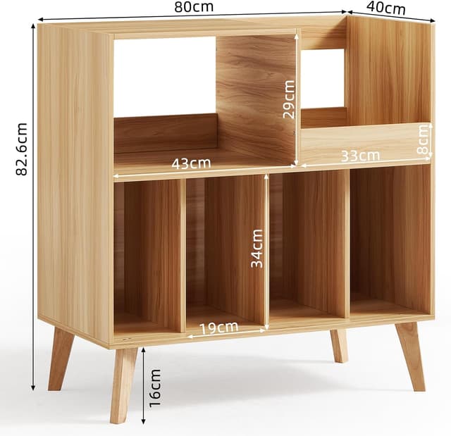 Detalle 2 de Large record stand with storage – wooden record player stand for up to 300 vinyl albums
